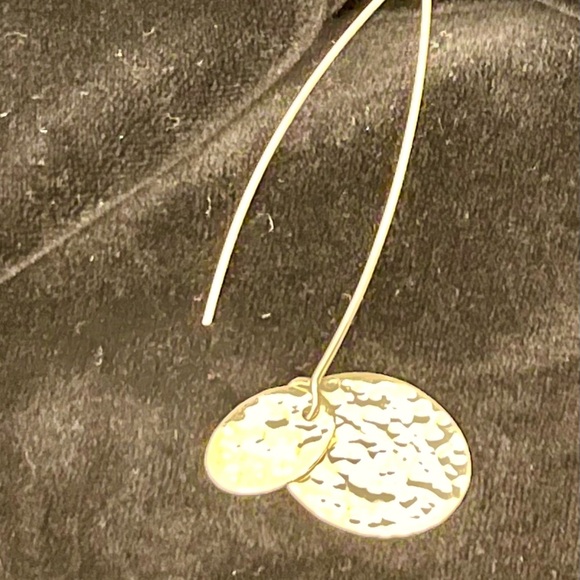 Boho Chic Hammered Sterling Silver Dangle Earrings Ovals Hippie Artsy Metallic - Picture 10 of 17